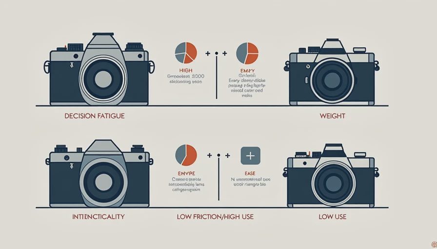 Diagram showing high friction low use versus low friction high use camera workflows.webp