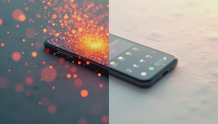 Close-up of a smartphone with a half-vibrant colorful and half-grayscale screen display.webp