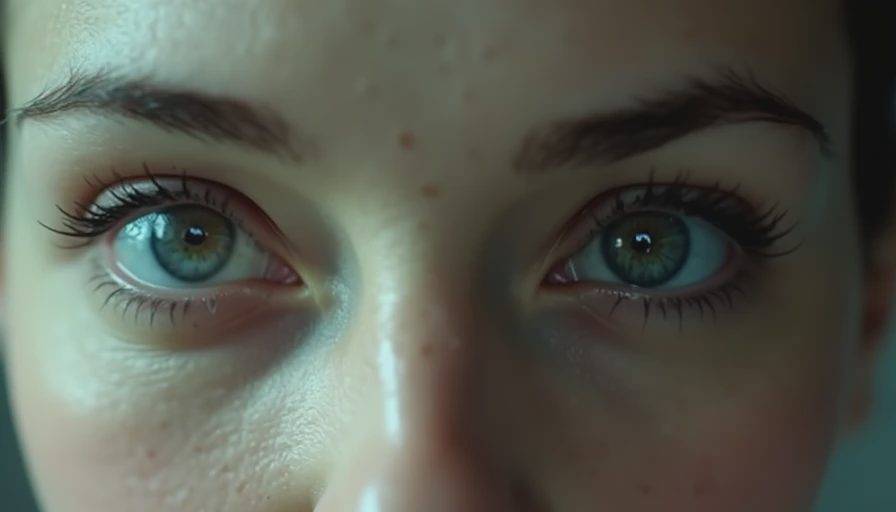 Close-up of calm eyes reflecting a scrolling smartphone screen without natural stopping points.webp