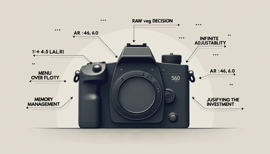 Diagram comparing a black digital SLR camera and a vintage rangefinder camera with decision fatigue labels.webp