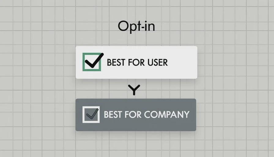 UI wireframe diagram comparing user-friendly choices against company-focused default settings.webp